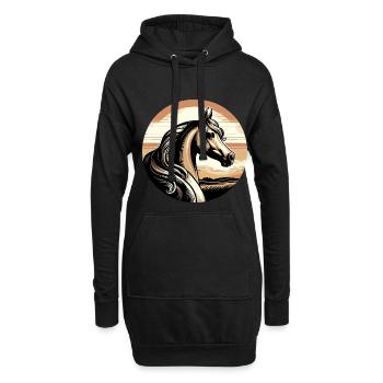 Arabische Pferdekunst - Hoodie-Kleid - Schwarz - Vorne