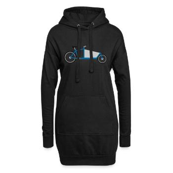 Vélo de cargo bleu - Sweat-shirt à capuche long Femme - noir - Devant
