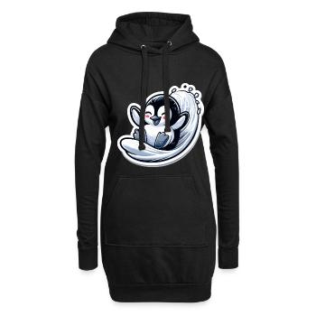 Niedliche Pinguine Kleiner Pinguin Pinguin-Liebhaber - Hoodie-Kleid - Schwarz - Vorne