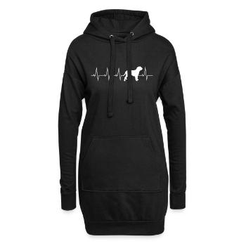 Dogue de Bordeaux Hund Liebe Herz Geschenk Rasse - Hoodie-Kleid - Schwarz - Vorne