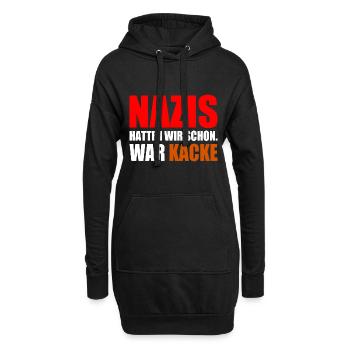 nazis hatten wir schon war kacke - Hoodie-Kleid - Schwarz - Vorne
