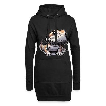 Mignon Barbu Dragon Dessin Gecko Lézard - Sweat-shirt à capuche long Femme - noir - Devant
