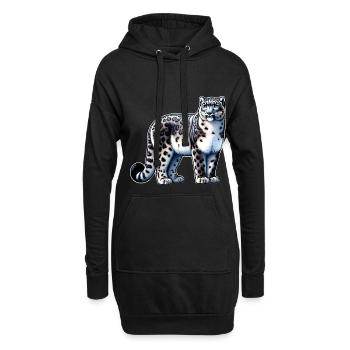 Schneeleopard Leopard Weißer Leopard - Hoodie-Kleid - Schwarz - Vorne