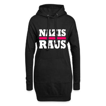 Nazis raus - Hoodie-Kleid - Schwarz - Vorne