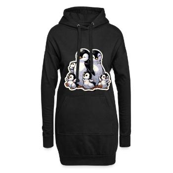 Petits pingouins Pingouin Famille Mignon - Sweat-shirt à capuche long Femme - noir - Devant
