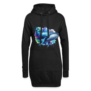 Fond coloré de baleine bleue - Sweat-shirt à capuche long Femme - noir - Devant