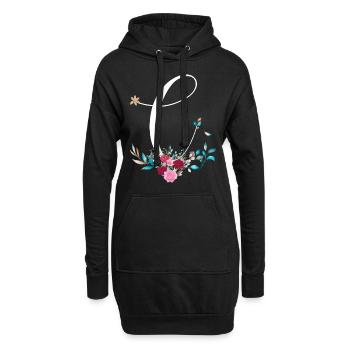 Prénom en C, initiale C, idée cadeau personnalisé - Sweat-shirt à capuche long Femme - noir - Devant