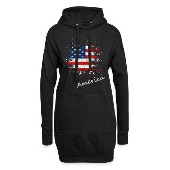 America Splash Vintage - Hoodie-Kleid - Schwarz - Vorne