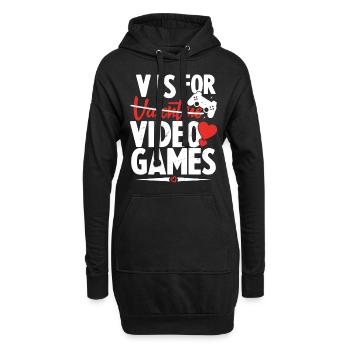 V ist für Videospiele Lustiger Valentinstag - Hoodie-Kleid - Schwarz - Vorne