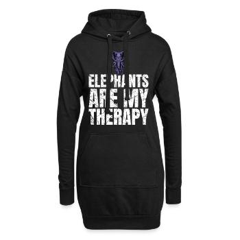 Les éléphants sont mon ami animal éléphant de thérapie - Sweat-shirt à capuche long Femme - noir - Devant
