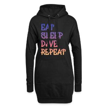 eat sleep dive repeat - Hoodie-Kleid - Schwarz - Vorne