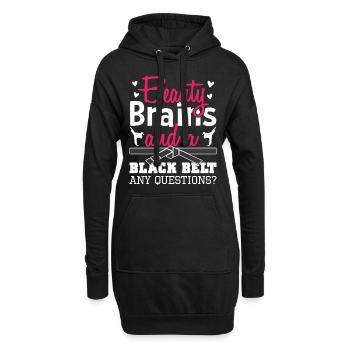 Beauty, Brains And A Black Belt. Any Questions? - Hoodie-Kleid - Schwarz - Vorne