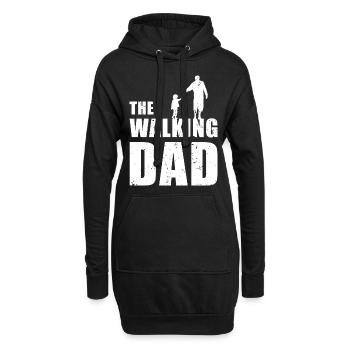 Le père qui marche - papa papa fils fille amusant - Sweat-shirt à capuche long Femme - noir - Devant