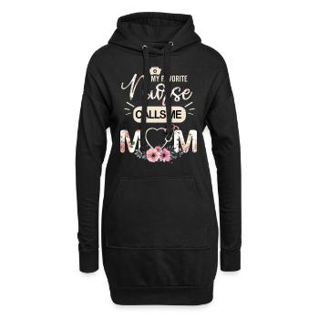 Mon infirmière préférée m'appelle maman - Sweat-shirt à capuche long Femme - noir - Devant