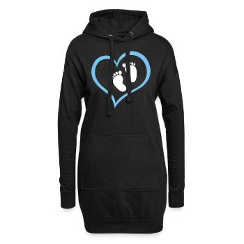 Empreinte de bébé garçon avec cœur - Sweat-shirt à capuche long Femme - noir - Devant