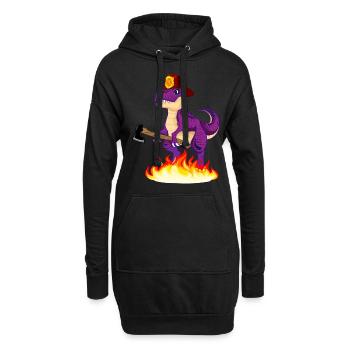 Feuerwehr Dinosaurier - Hoodie-Kleid - Schwarz - Vorne