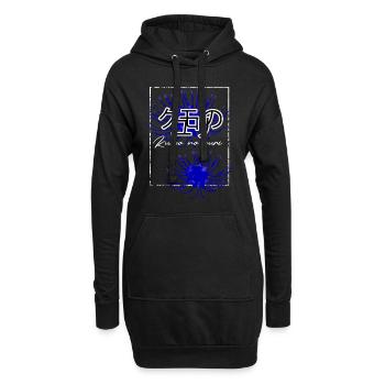 Japanische Spinnenlilie, Anime,Flower, floral,blau - Hoodie-Kleid - Schwarz - Vorne