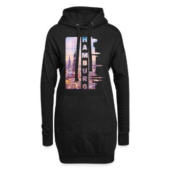 Hambourg Allemagne Ville Skyline Accueil Amour - Sweat-shirt à capuche long Femme - noir - Devant