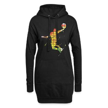 Basketball Basketballspieler Dunking Pixel Bunt - Hoodie-Kleid - Schwarz - Vorne