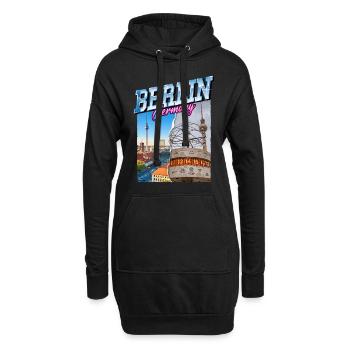 Berlin Germany City Skyline Vintage Retro - Hoodie Dress - black - Front