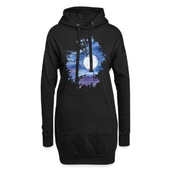 Mond - Hoodie-Kleid - Schwarz - Vorne