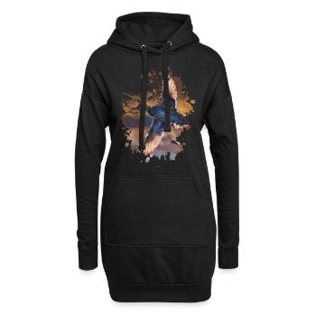 Vogel - Hoodie-Kleid - Schwarz - Vorne