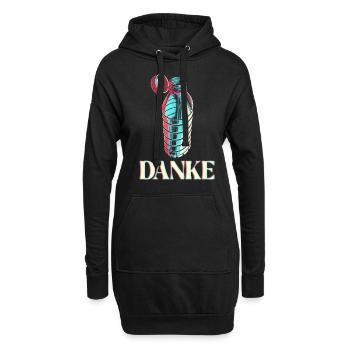 Flasche mit festen Deckel Danke - Hoodie-Kleid - Schwarz - Vorne