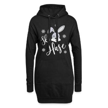 Skihase - Hoodie-Kleid - Schwarz - Vorne