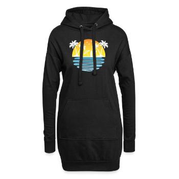 Palmiers Été soleil mer et plage - Sweat-shirt à capuche long Femme - noir - Devant