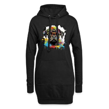 Chien - Sweat-shirt à capuche long Femme - noir - Devant