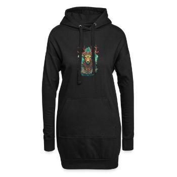 Cerf - Sweat-shirt à capuche long Femme - noir - Devant