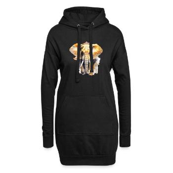 Elefant - Hoodie-Kleid - Schwarz - Vorne