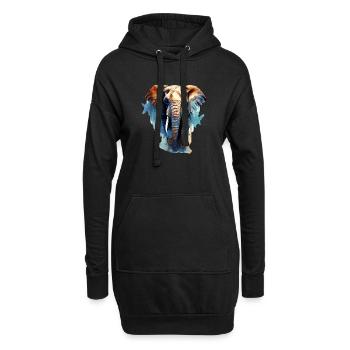 Elefant - Hoodie-Kleid - Schwarz - Vorne