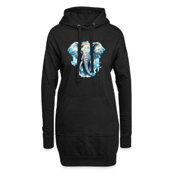 Elefant - Hoodie-Kleid - Schwarz - Vorne