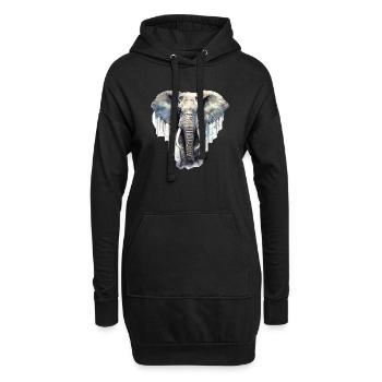 Elefant - Hoodie-Kleid - Schwarz - Vorne