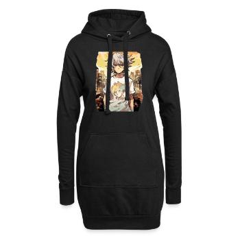 Anime Boy - Hoodie-Kleid - Schwarz - Vorne