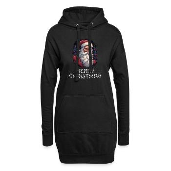 Weihnachtsmann - Marry Christmas - Hoodie-Kleid - Schwarz - Vorne