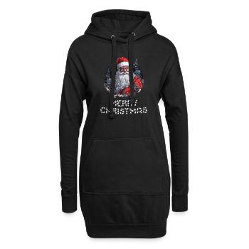 Weihnachtsmann - Marry Christmas - Hoodie-Kleid - Schwarz - Vorne