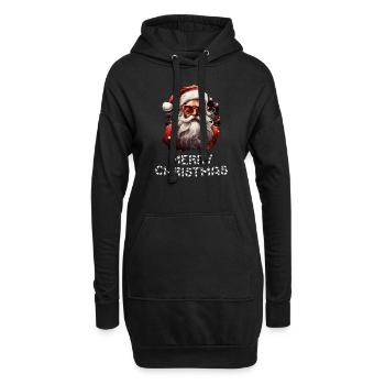 Weihnachtsmann - Marry Christmas - Hoodie-Kleid - Schwarz - Vorne