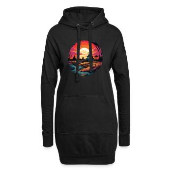 Paysage - Sweat-shirt à capuche long Femme - noir - Devant
