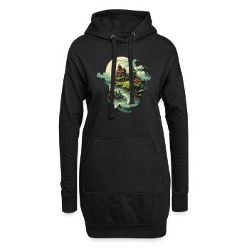 Paysage - Sweat-shirt à capuche long Femme - noir - Devant