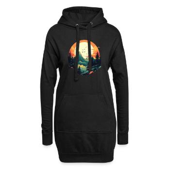 Landschaft - Hoodie-Kleid - Schwarz - Vorne