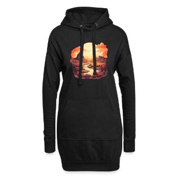 Paysage - Sweat-shirt à capuche long Femme - noir - Devant