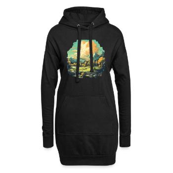 Landschaft - Hoodie-Kleid - Schwarz - Vorne