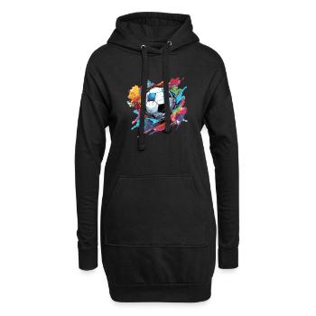 Fußball Ball - Hoodie-Kleid - Schwarz - Vorne