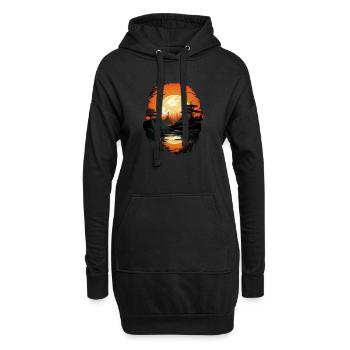Landschaft - Hoodie-Kleid - Schwarz - Vorne
