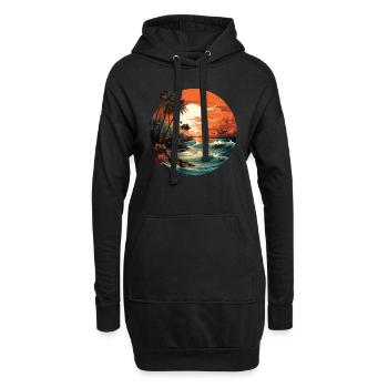 Tropisch - Hoodie-Kleid - Schwarz - Vorne