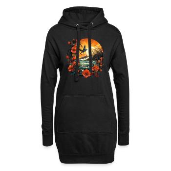 Tropisch - Hoodie-Kleid - Schwarz - Vorne