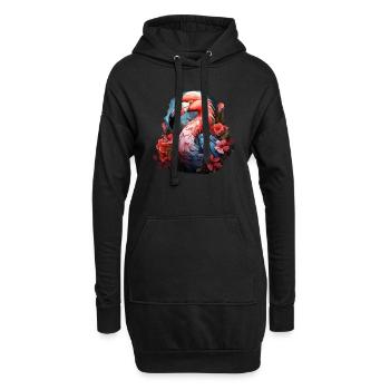 Flamingo - Hoodie-Kleid - Schwarz - Vorne