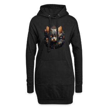 Katze - Hoodie-Kleid - Schwarz - Vorne